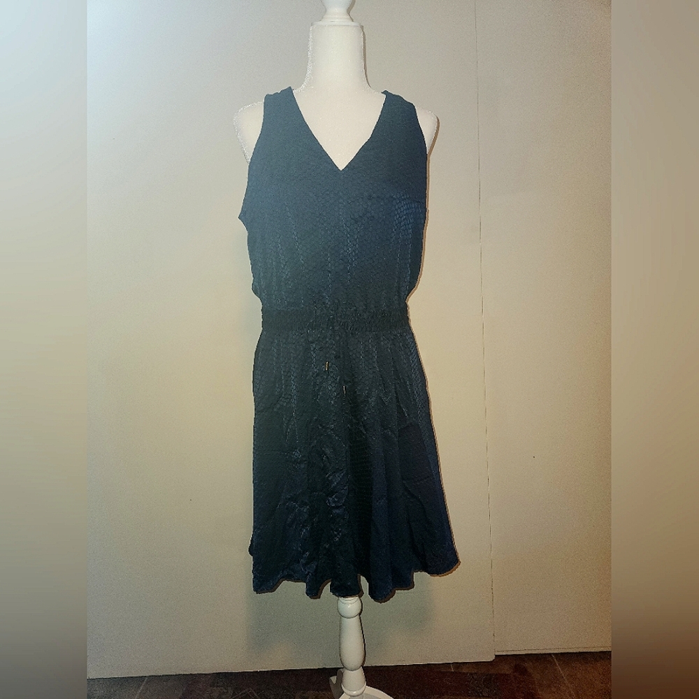 Banana Republic Dark Navy Blue Bluson Drawstring Waist Dress 12 EUC